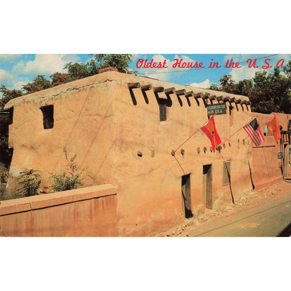 Vintage Oldest House in the USA Santa Fe New Mexico Adobe Postcard Petley OH-1